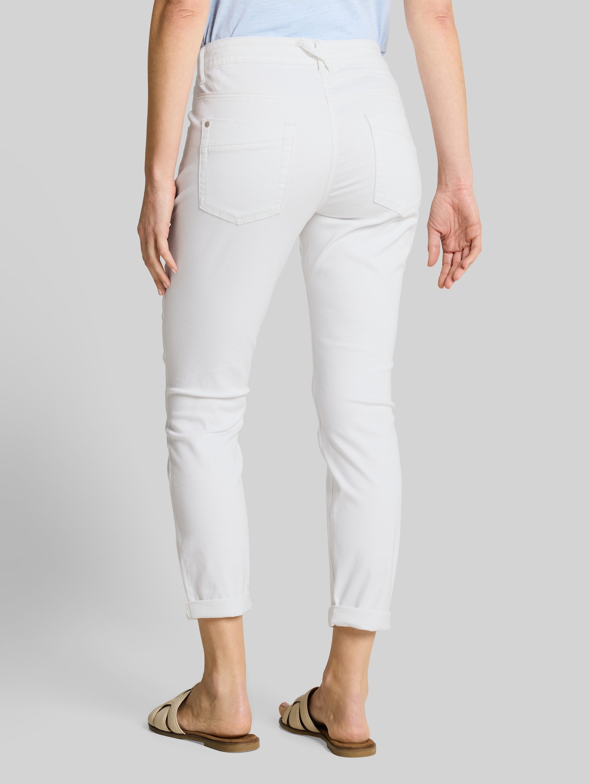 Tom Tailor Tapered Relaxed Trousers White Cotton Blend