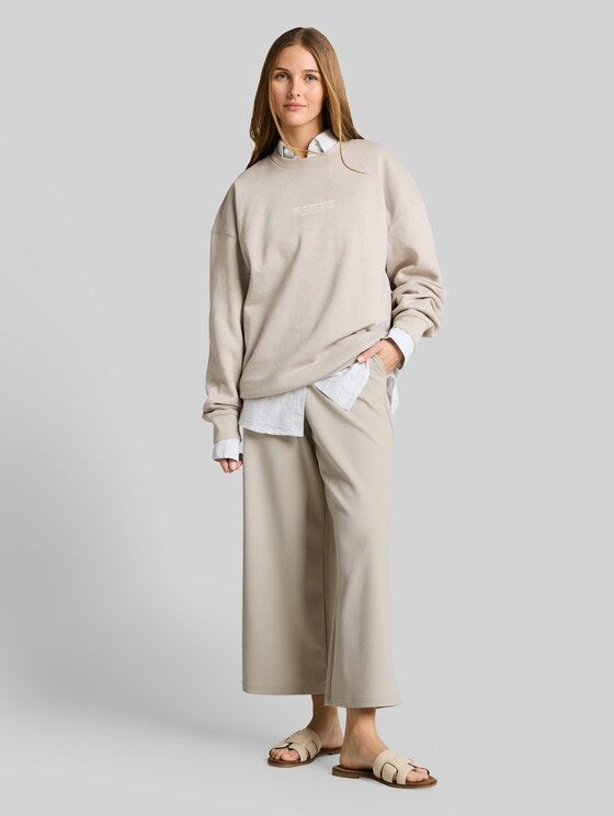 Tom Tailor High-Waisted Culotte Trousers in Cloud Grey